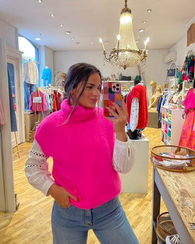 Pull col roulé rose - CINDY