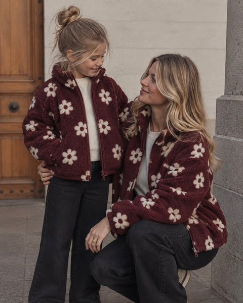 Polaire bordeaux enfants - FLEURS