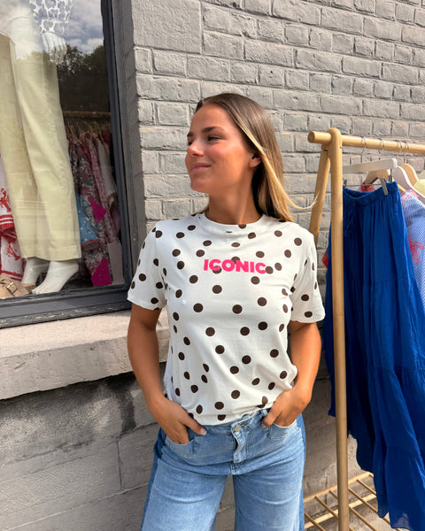 T-shirt à pois chocolat - ICONIC