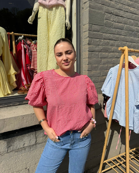Blouse à carreaux rouge - ANDIE