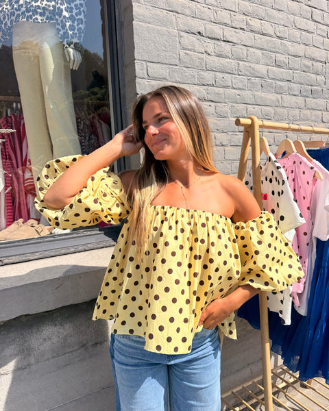 Haut bustier à pois jaune - ANDIE