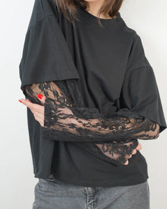 T-shirt dentelle noir - CLEMENT