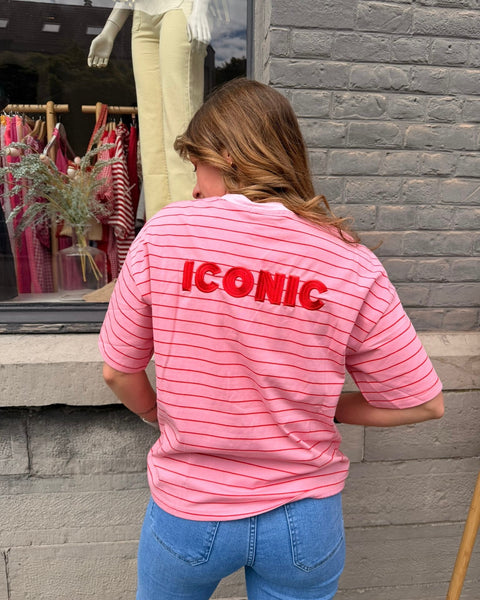 T-shirt ligné rouge - ICONIC