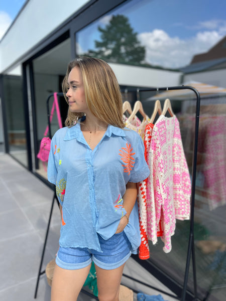 Chemise bleue - ÉTOILES