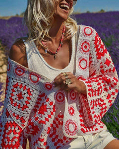 Gilet crochet rouge - KAMI