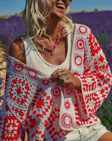 Gilet crochet rouge - KAMI
