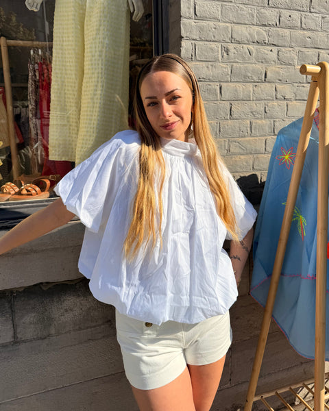 Blouse blanche petites manches - ELINA