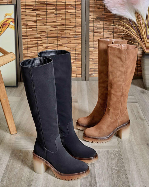Bottines hautes camel - POLINE