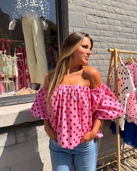 Haut bustier à pois rose - ANDIE