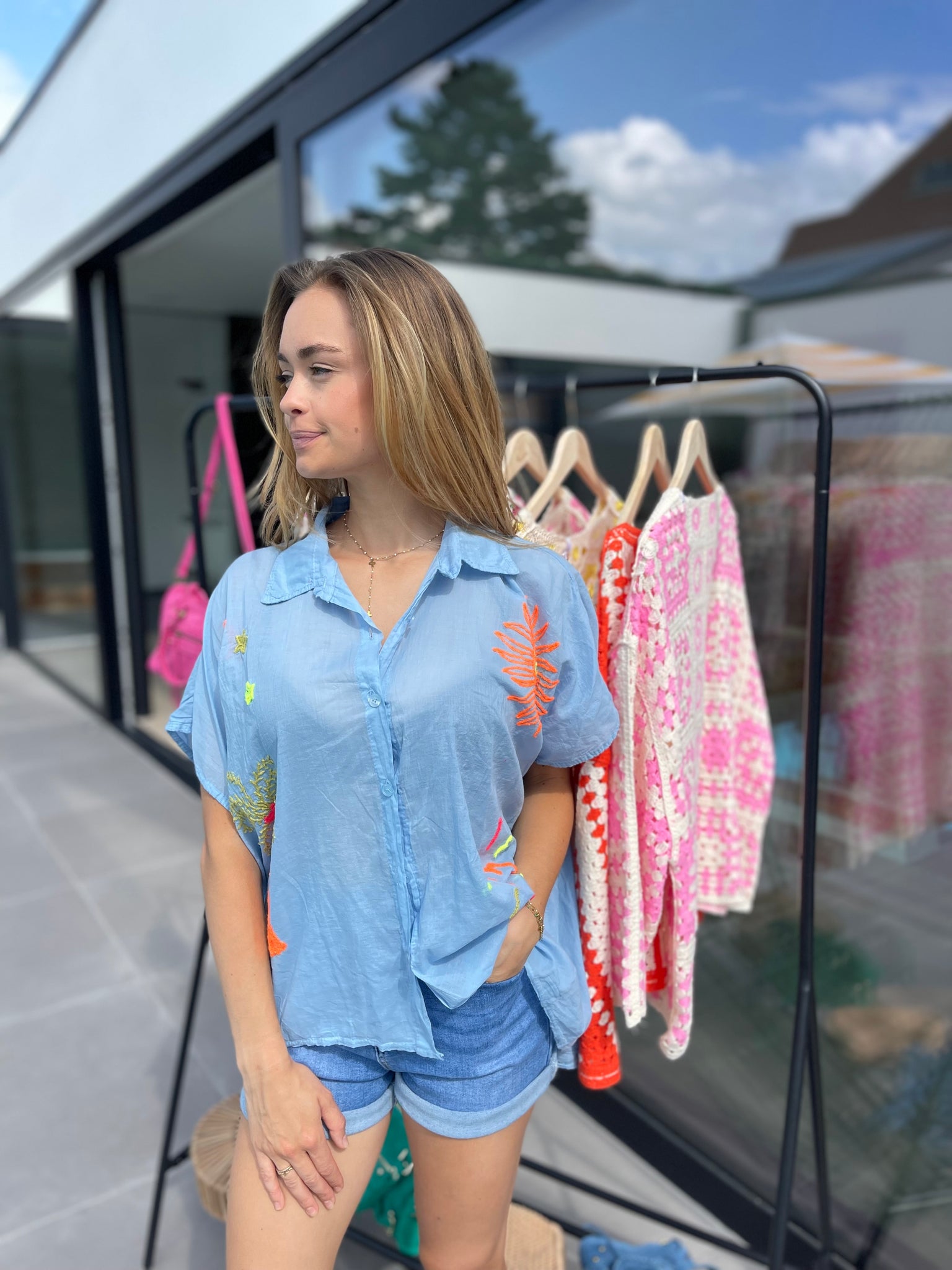 Chemise bleue - ÉTOILES