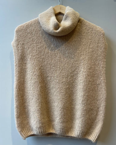 Pull sans manches col roulé beige - RORY