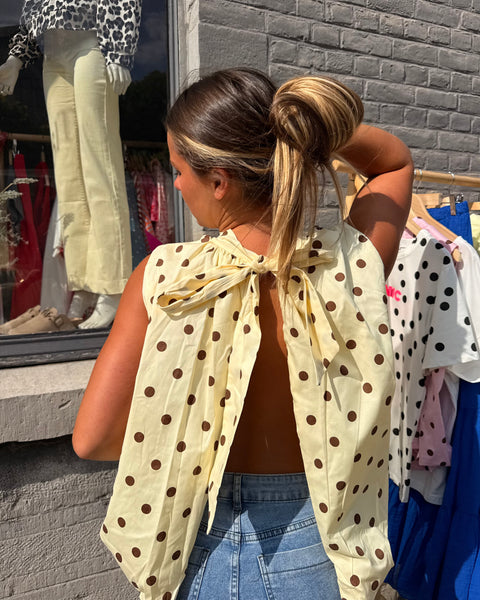 Blouse jaune/choco - ELINA