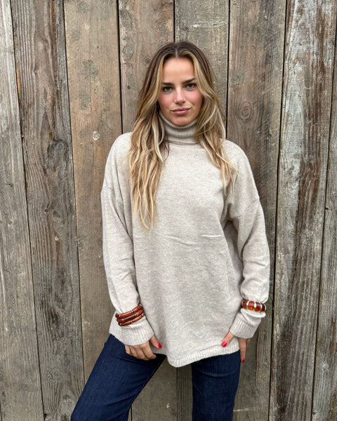 Pull col roulé - BEIGE