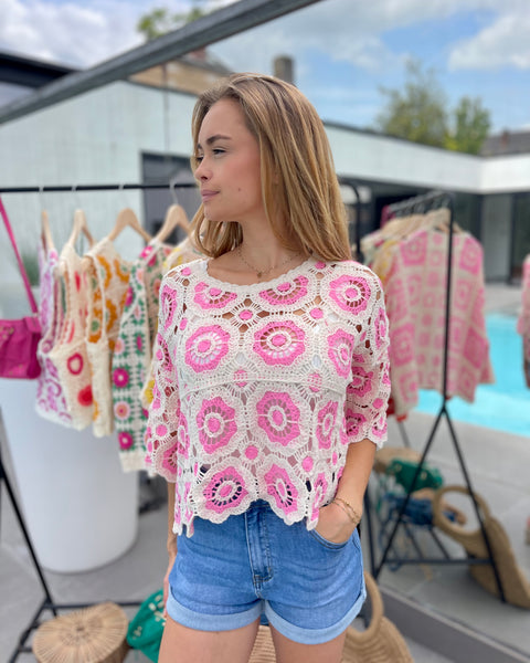 Haut crochet rose - ZAZIE