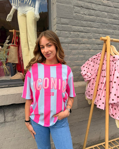 T-shirt ligné rose - ICONIC