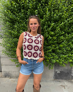 Top crochet bordeaux - ZAZA
