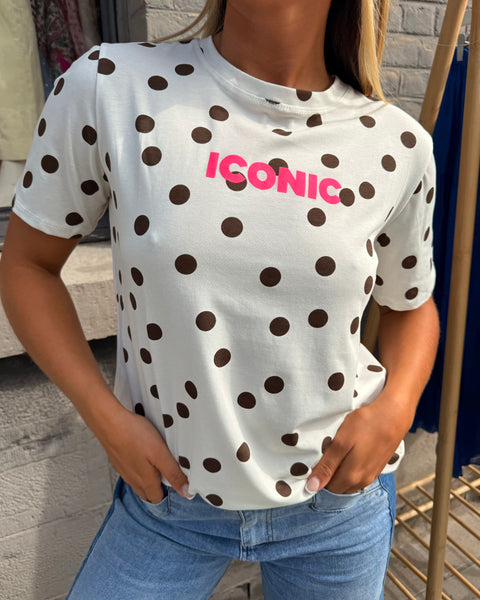 T-shirt à pois chocolat - ICONIC