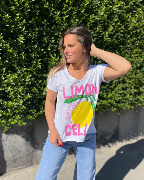 T-shirt col v - LIMON