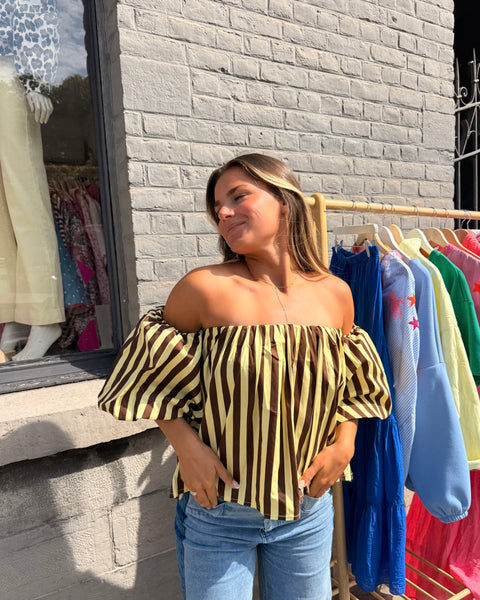 Haut bustier jaune/choco - ANDIE