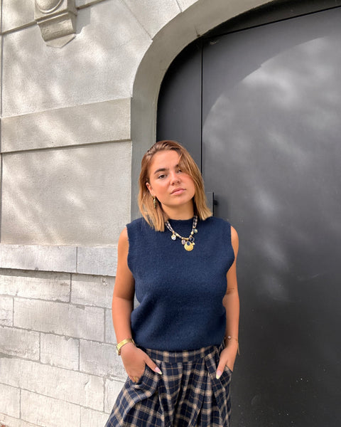 Pull s.manches bleu marine - DIDI