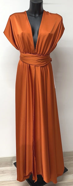 Robe terracotta satinée - NELLE