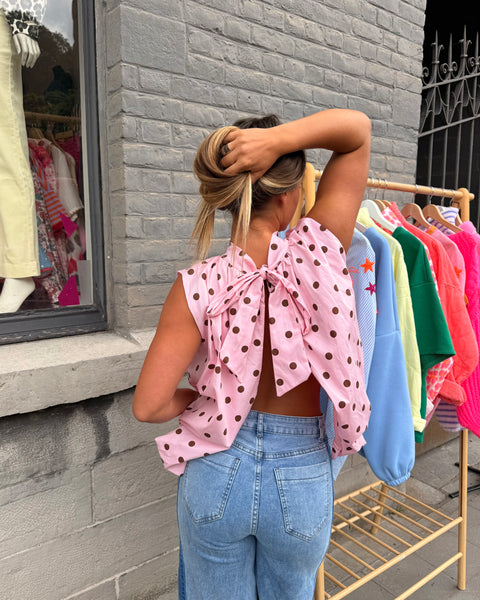 Blouse rose à pois - ELINA