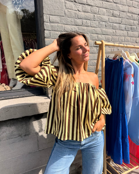 Haut bustier jaune/choco - ANDIE
