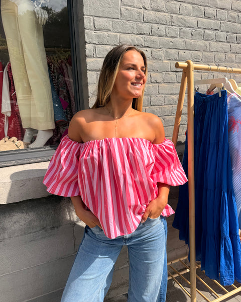 Haut bustier rose/fushia - ANDIE