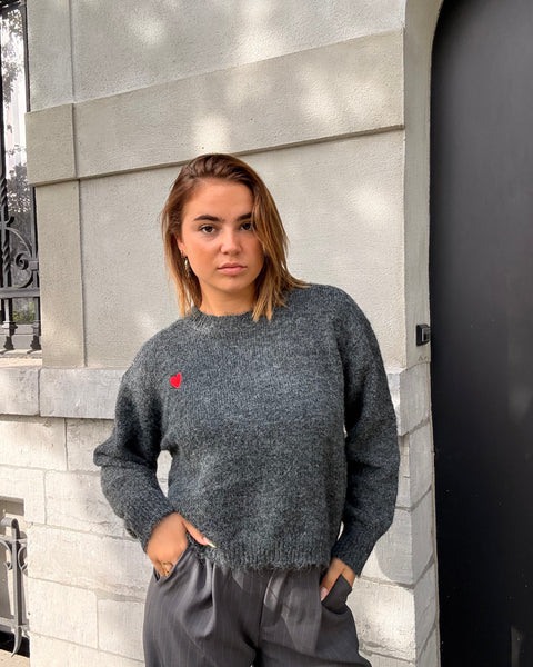 Pull gris - CŒUR