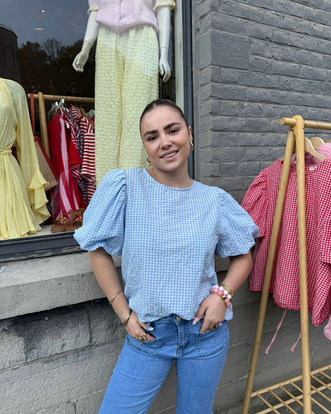 Blouse à carreaux bleu - ANDIE