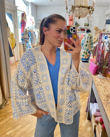 Gilet crochet - BLEU CIEL