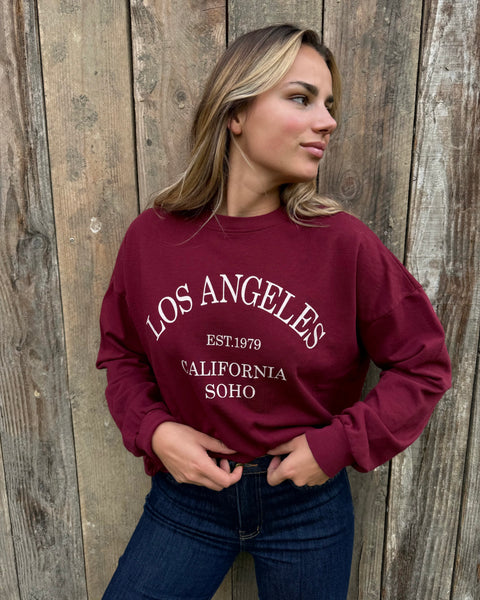 Sweat-shirt bordeaux - LOS ANGELES