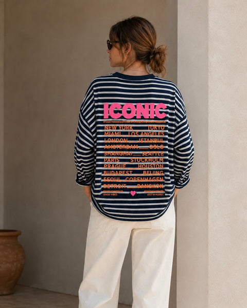 T-shirt manches longues bleu marine - ICONIC