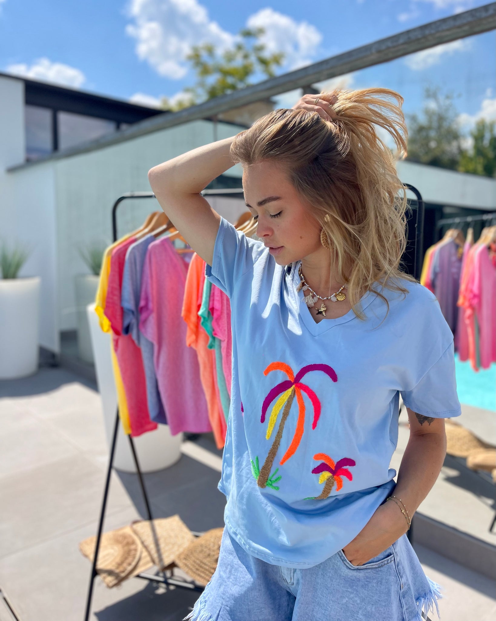 T-shirt bleu - PALMIER