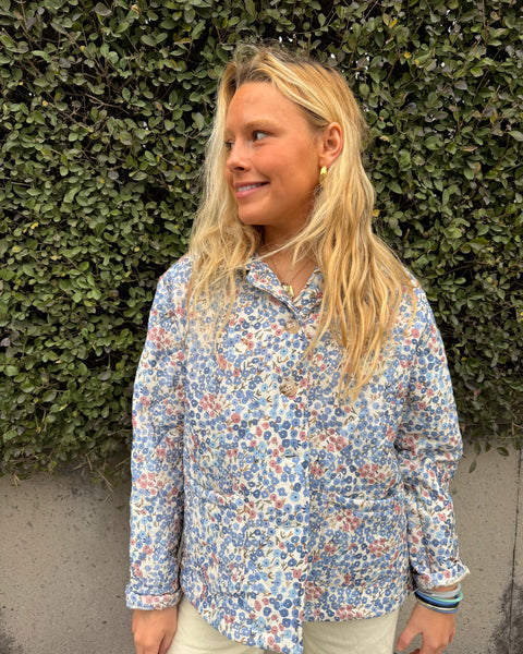 Sky blue jacket - floral print