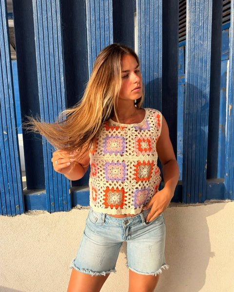 Top crochet Lila/orange - ZAZA