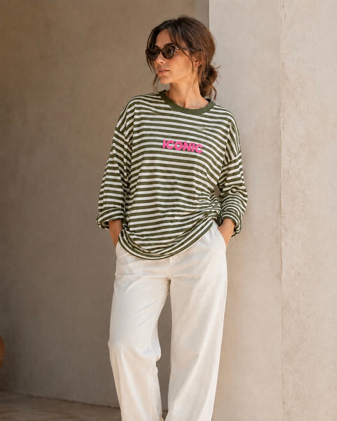 T-shirt manches longues kaki - ICONIC