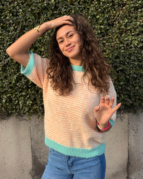 Pull manche courte orange - LIGNÉ