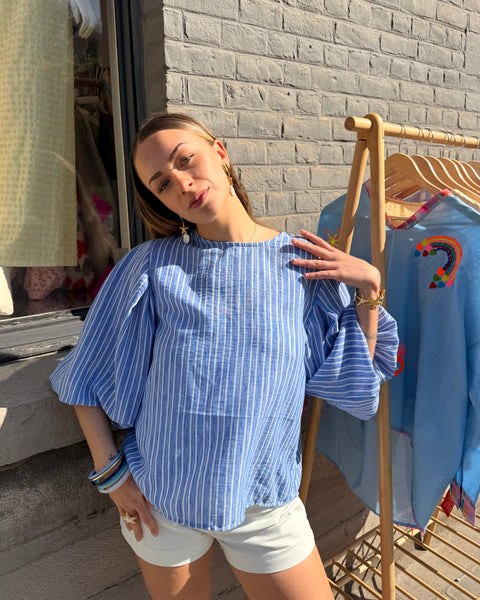 Blouse bleu ligné - ELINA