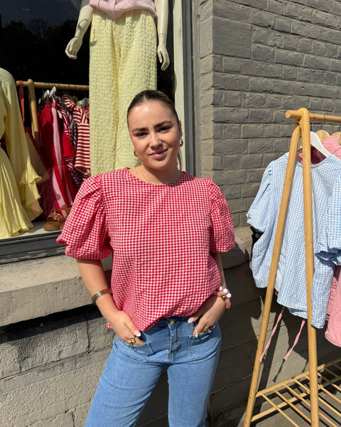 Blouse à carreaux rouge - ANDIE