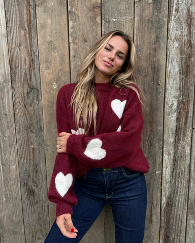 Pull bordeaux - CŒUR