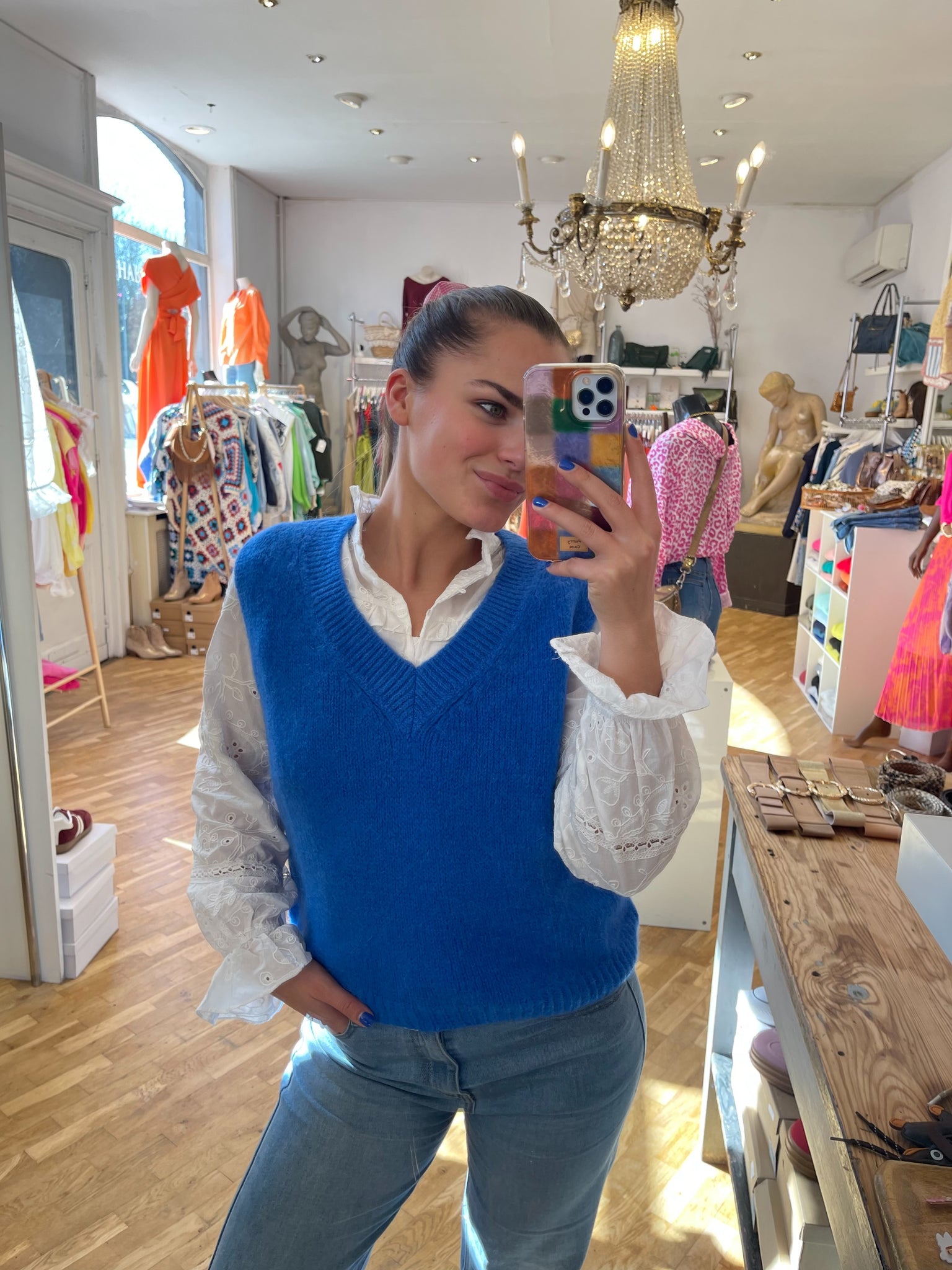 Pull bleu flash col.V - DADJI