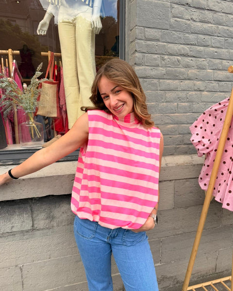 Blouse marinière rose clair - ELINA