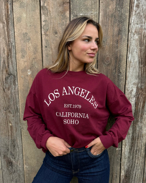 Sweat-shirt bordeaux - LOS ANGELES