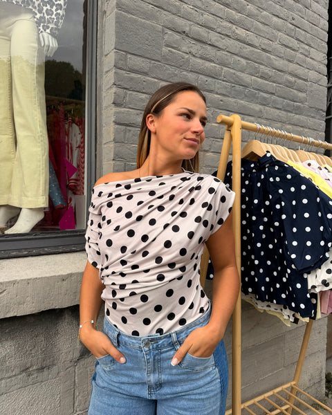 Haut beige à pois - CLARA
