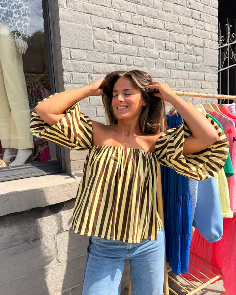 Haut bustier jaune/choco - ANDIE