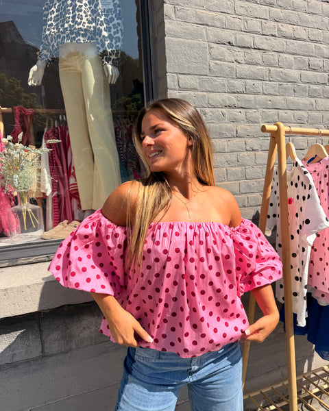Haut bustier à pois rose - ANDIE