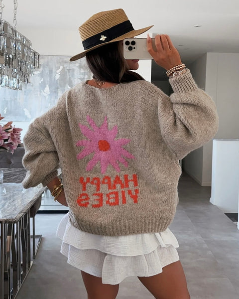 Gilet beige - HAPPY VIBES