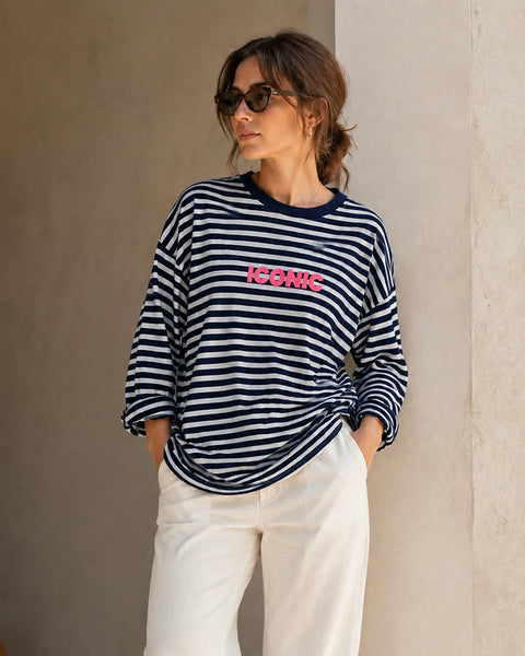 T-shirt manches longues bleu marine - ICONIC