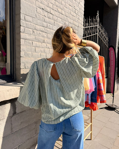 Blouse verte ligné - ELINA